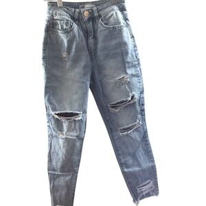 SALE YMI Jeans Women's Light Wash Distressed High Rise Ankle Dream Fit Size‎ 3